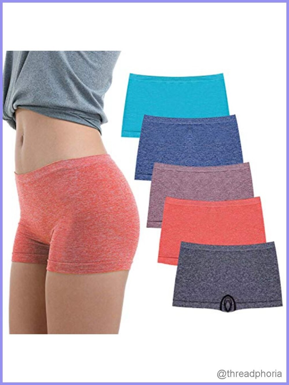 Seamless Boyshort Panties Nylon Stretch Boxer Briefs 5 Pack